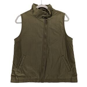 Max Jeans Sherpa Lined Vest M Green Layering Diagonal Zipper Moto Jacket Utility